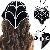 Acenail Black Halloween Headbands Crochet Bandanas Headband Web Head Scarf Gothic Hair Accessories for Women 2Pcs