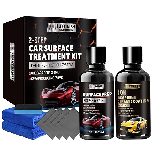 LUXFINISH Ceramic Coating & Surface Prep 2IN1 Professional 10H Graphene Fluid Kit to Protect Car Paint for Better Coating Finish of High Glossy & Hydrophobic Layer - Pack of 2