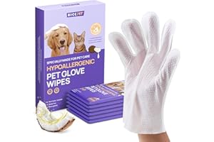HICC PET Cleaning & Deodorizing Bath Wipes for Dogs and Cats, Hypoallergenic Nourish Fur Coconut Oil Dog Grooming Wipes, Puppy Bathing Gloves Wipes for Daily and Traveling