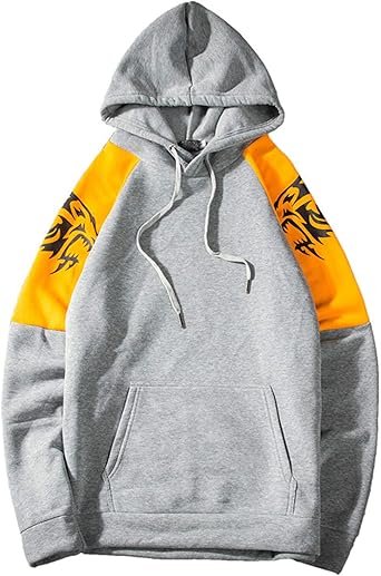 Zestion Herren Kapuzenpullover Farbblockierung Lose Plus Size Pullover