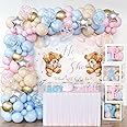 Bear Gender Reveal Balloon Boxes Decorations - 158pcs Pink Blue Balloon Garland Kit, 4pcs Baby Box With Letters, Backdrop for Baby Shower, Boy or Girl Party Supplies