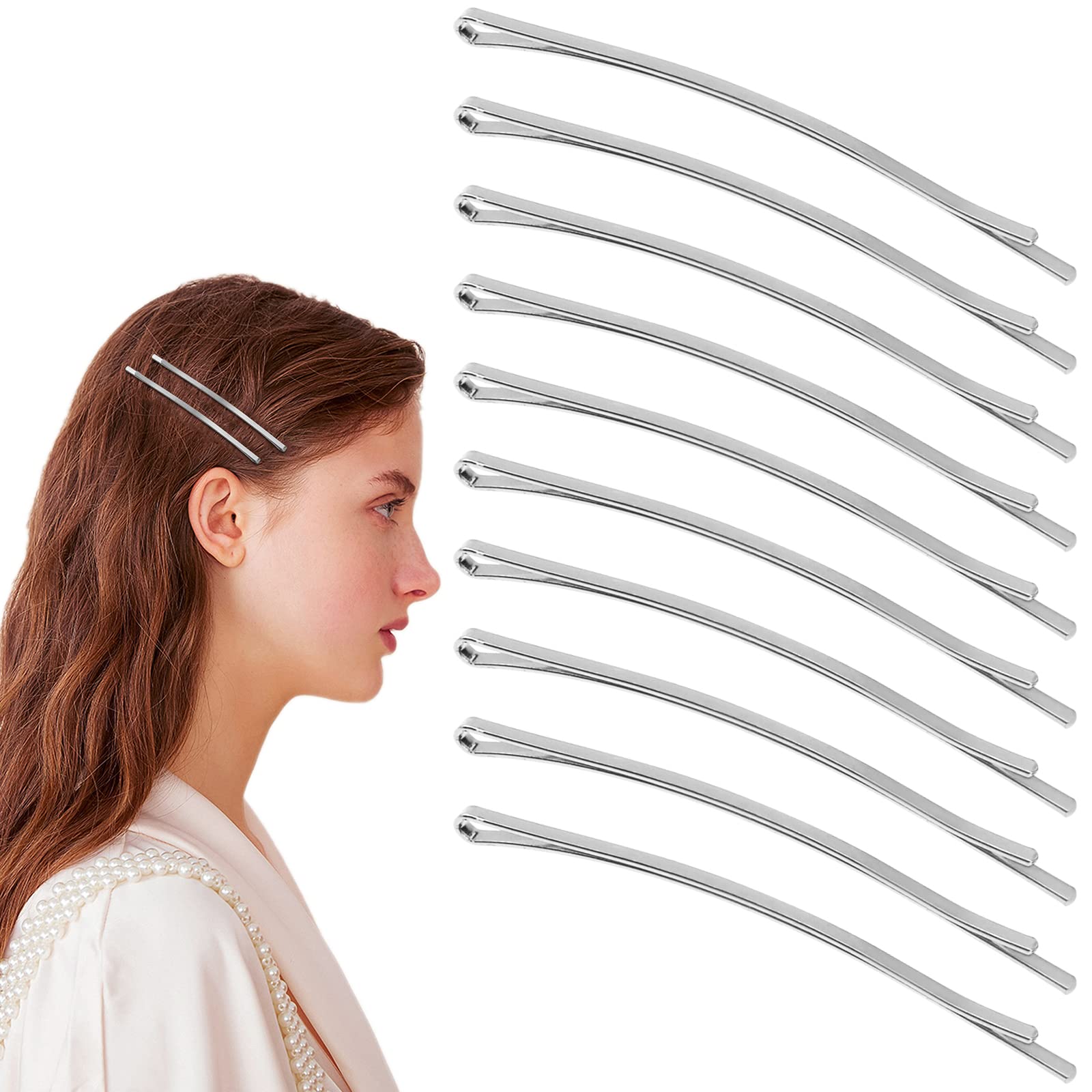 50 Silver Jumbo Bobby Pins Metal Hair Clips Hair Pin Bobby-pins Hairpins Hair Accessories for Women Thick Long Updo Hair Style