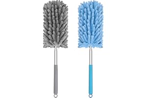 TIMIVO Mini Duster for Cleaning, 360° Bendable Hand Dusters with Extension Pole, Washable Small Duster for Car Interior, Office, Furniture