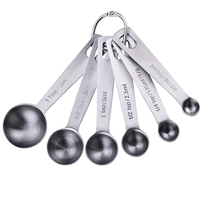 Euhuton 6 Pcs Measuring Spoon18 Tsp 14 Tsp 12 Tsp 1 Tsp 12 Tbsp 1 Tbsp Stainless Steel Metal Measuring Spoon For Dry And Liquid Ingredients