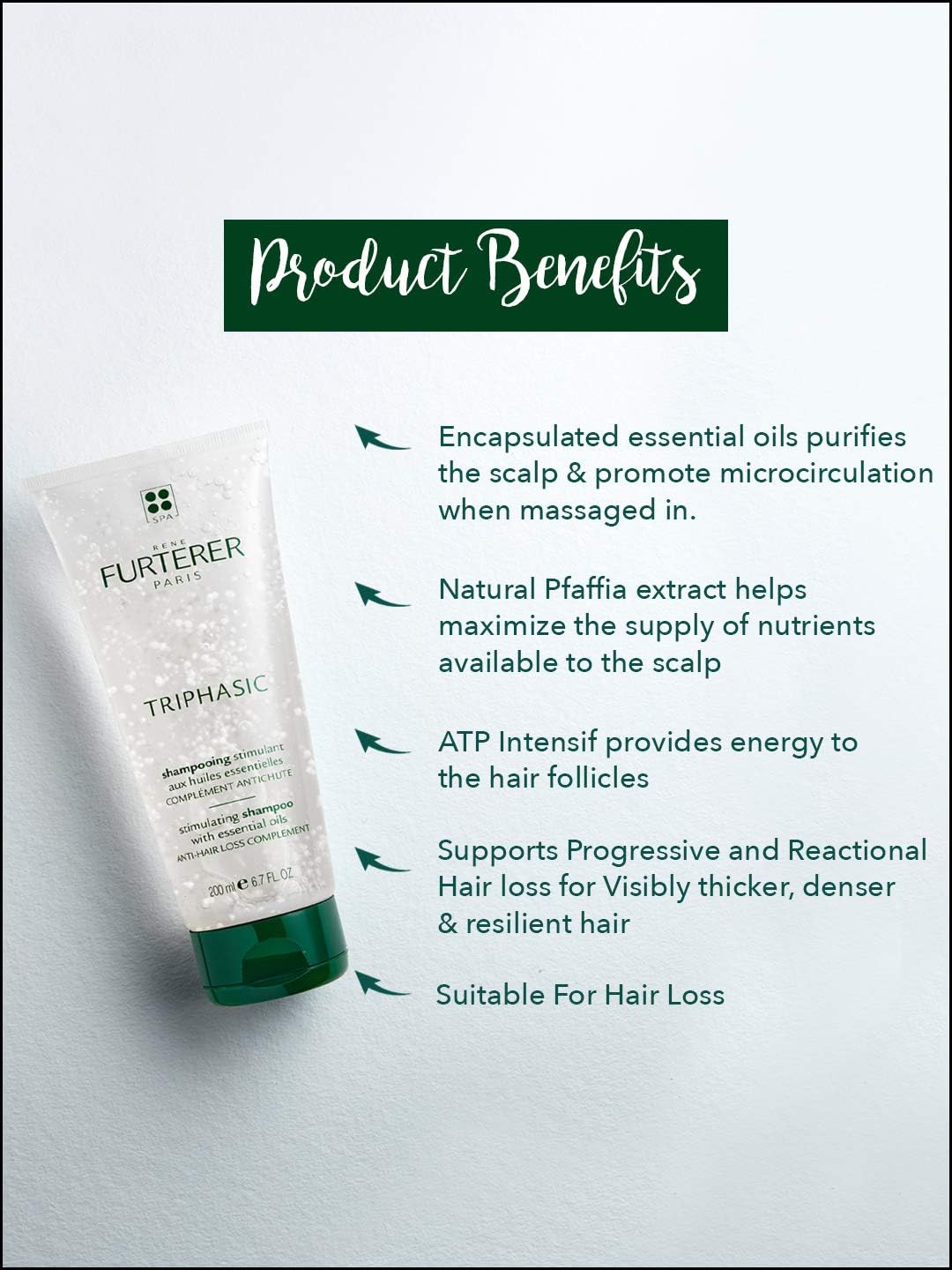 René Furterer TRIPHASIC Thickening Shampoo, For Thinning Hair, Improves hair density & strength, Scalp Nutrition - Image 3
