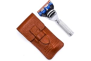 PARKER SAFETY RAZOR Parker Travel Fusion Safety Razor – Compact 2.75″ Fusion-Style Razor with Luxurious Saddle-Leather Sheath & 1 Gillette Fusion Blade, Pocket-Friendly & Durable Design