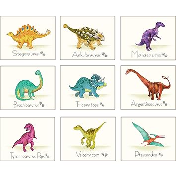Outus 9 Stucke Dinosaurier Wand Kunst Druck Dinosaurier Poster Wandtattoos Mit Ungerahmt Bildern Dinosaurier Geburtstag Geschenk Fur Kinderzimmer Dekorationen Amazon De Baby