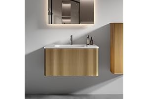 BLUHOUZZ Bathroom Vanity with Sink,Large Storage Wall Mounted Floating Bathroom Vanity with Overflow for Modern Bathroom, One-Piece Sink Basin Minimalist Bathroom Sink Cabinet