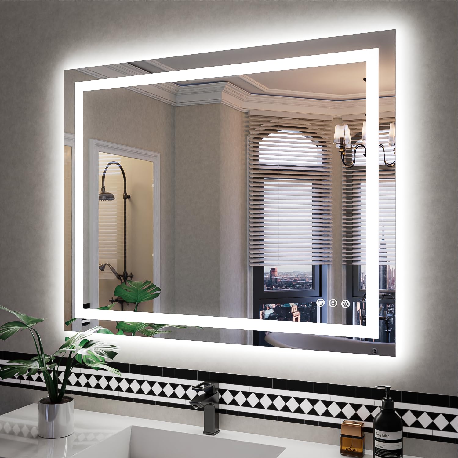 Photo 1 of *****FACTORY SEALED****ISKM 40'' x 32'' LED Mirror for Bathroom Lighted Vanity Mirror for Wall Front Lights + Backlit LED Bathroom Mirror Anti-Fog Tempered Glass ETL Listed