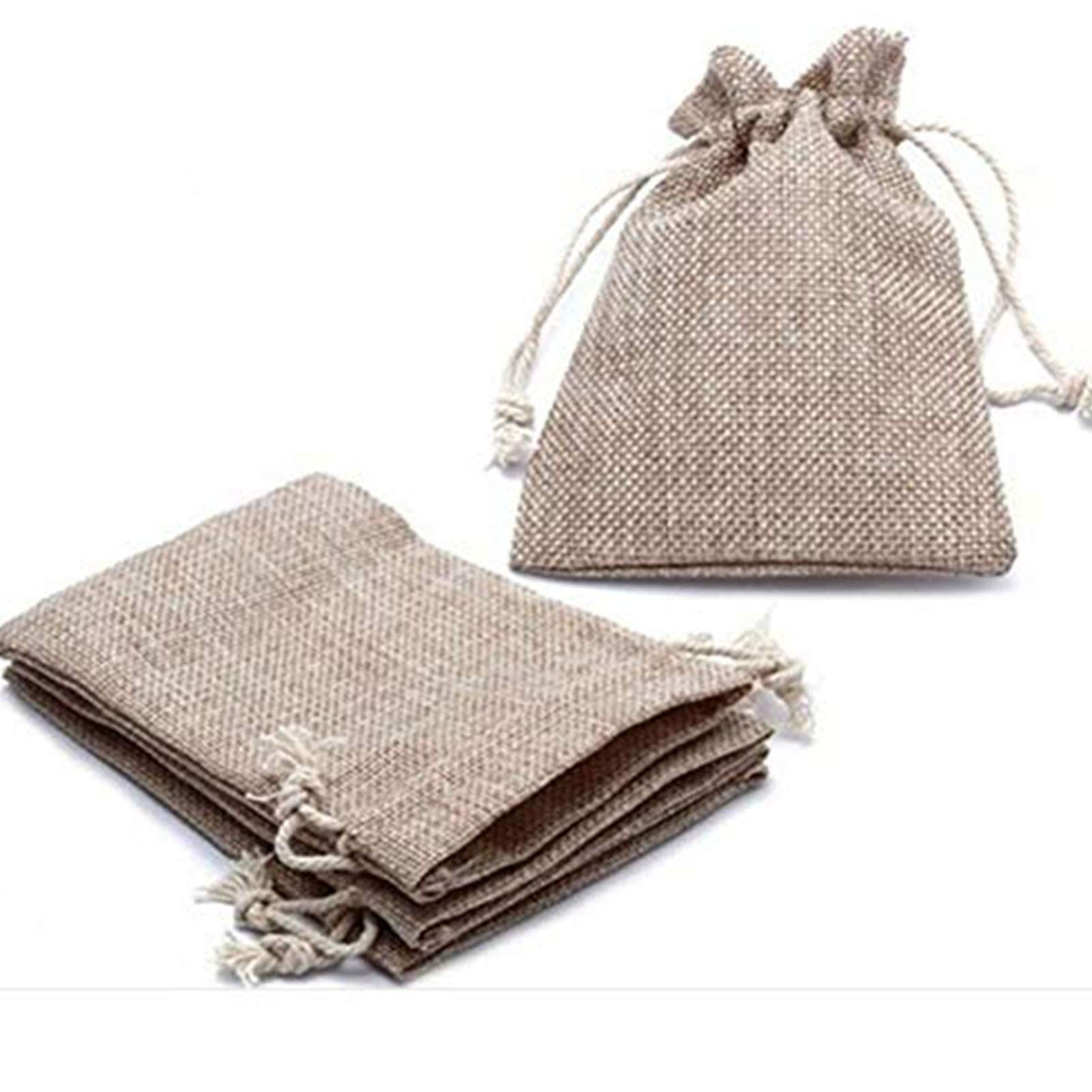 ToBeIT Jute Bags 25 Pieces 10 x 14 cm Natural Bags – Jute Gift Bags with Drawstring Small Packaging for Jewellery Wedding Party Celebrations Christmas (Brown)