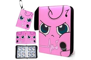 NBONEBS Card Binder Trading Cards Case With 50 Sleeves,4 Pocket Card Holder Book Trade Card Binder with Removable Sheets, Toys Gifts for 3-8 Year Old Boys Girls (4 Pocket Pink)