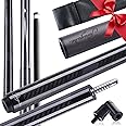PODAYUDE Carbon Fiber Pool Cue, 12.5mm Tip Low Deflection Billiard Cue Sticks Pool Sticks, 58" Pool Cues with Velvet Bag, 19-19.5oz