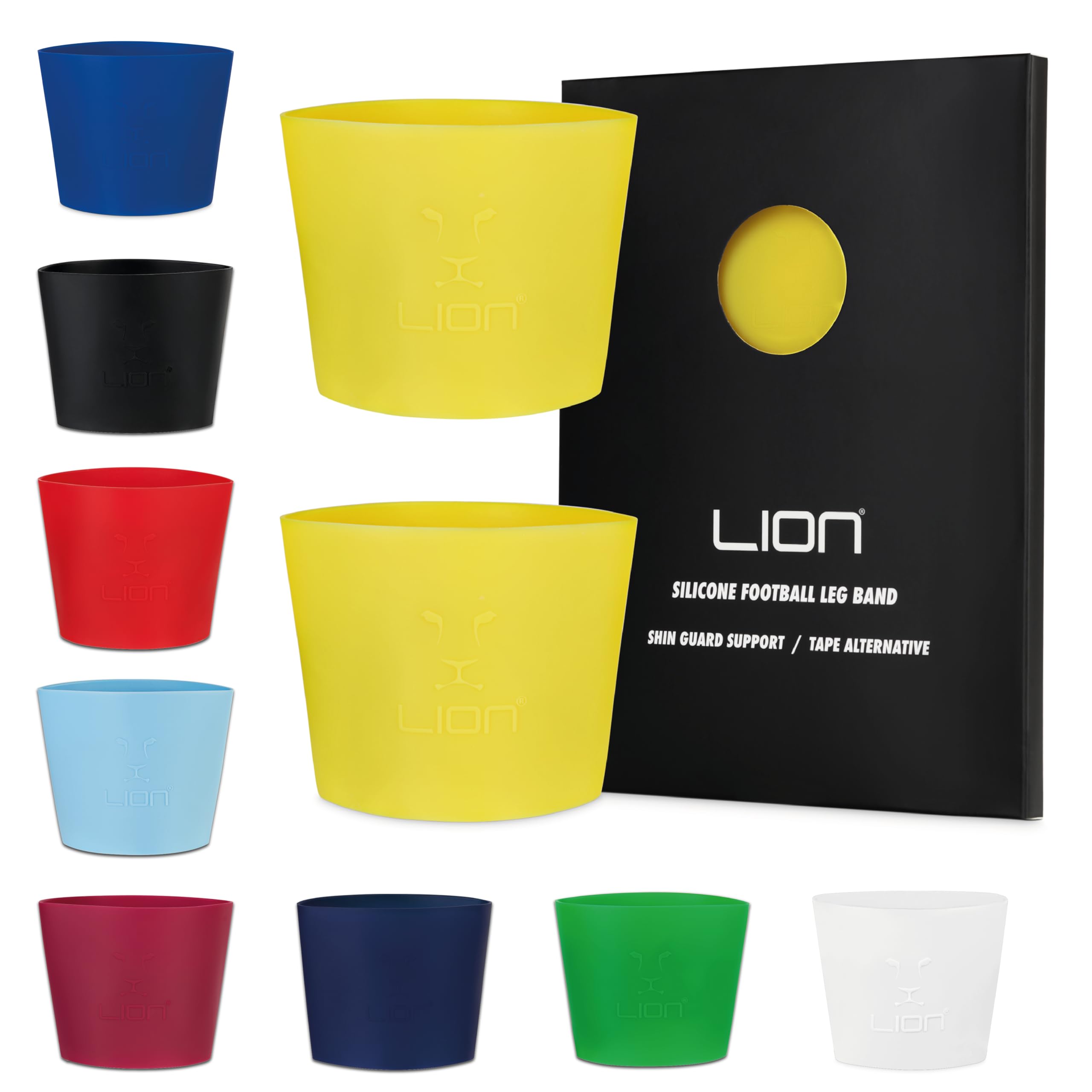 Silicone Football Leg Bands For Adults & Kids - The Tape Alternative To Hold Shin Pads In Place To Match Your Kit (Yellow)