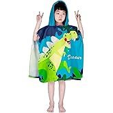growell Hooded Kids Beach Towels - Toddler Bath Towel Girls Boys Swim Cover-ups for Ages 1 to 6 Kids Pool Towels Quick Dry Lightweight Soft Microfiber Poncho Towel 24x23(Dino Jungle)