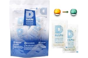 Dry & Dry 20 Gram [10 Packs] Premium Quality Food Safe Orange Indicating(Orange to Dark Green) Mixed Silica Gel Packets - Rec