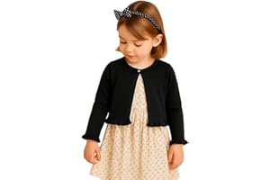 SKYTWO Toddler Girls Cropped Shrug Cardigan, 100% Cotton Knit, One-Button Cover Up for Dresses, School, Parties & Holidays, 3T-8