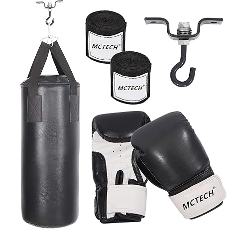HENGMEI Boxsack Set Sandsack Punchingsack Boxen Erwachsene mit Halterung Handschuhe, Wandhalterung