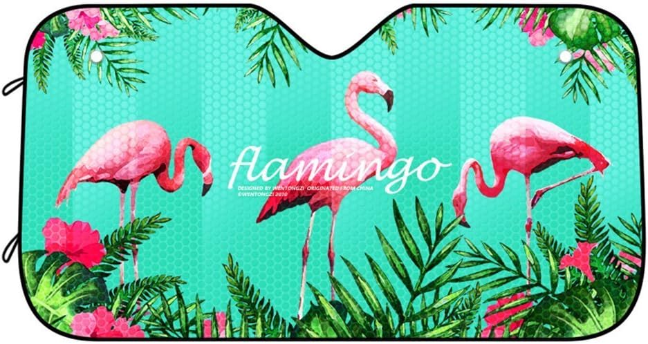 Watooma Car Windshield Sun Shade Universal Fit Car Sunshade-Keep Your Vehicle Cool. UV Sun and Heat Reflector (Flamingo)