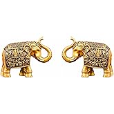 Artarium Royal Elephant Statue | Set of 2 Figurine | Elephant Family Statue Showpiece Figurines Feng Shui Vastu Lucky Decor | Room Decorative Items for Home Decor Office Desk Gift for Women