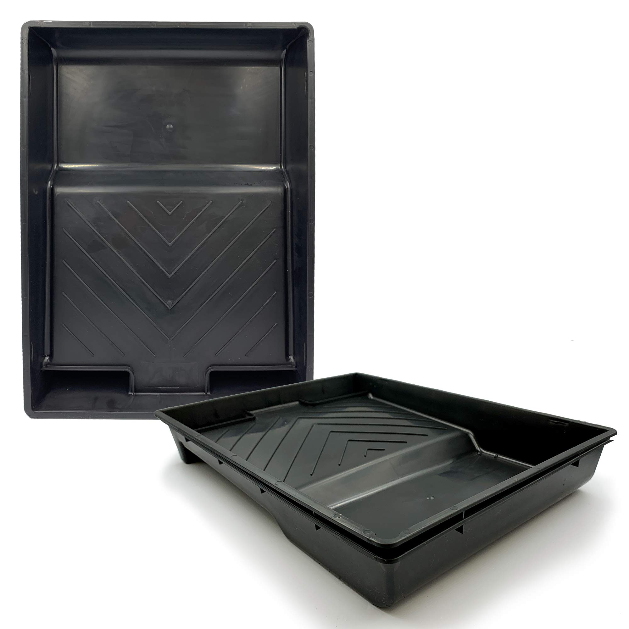 Nicholas Jack 9" Black Plastic Paint Tray - Pack of 3, Rectangular, Durable Decorating Roller Trays