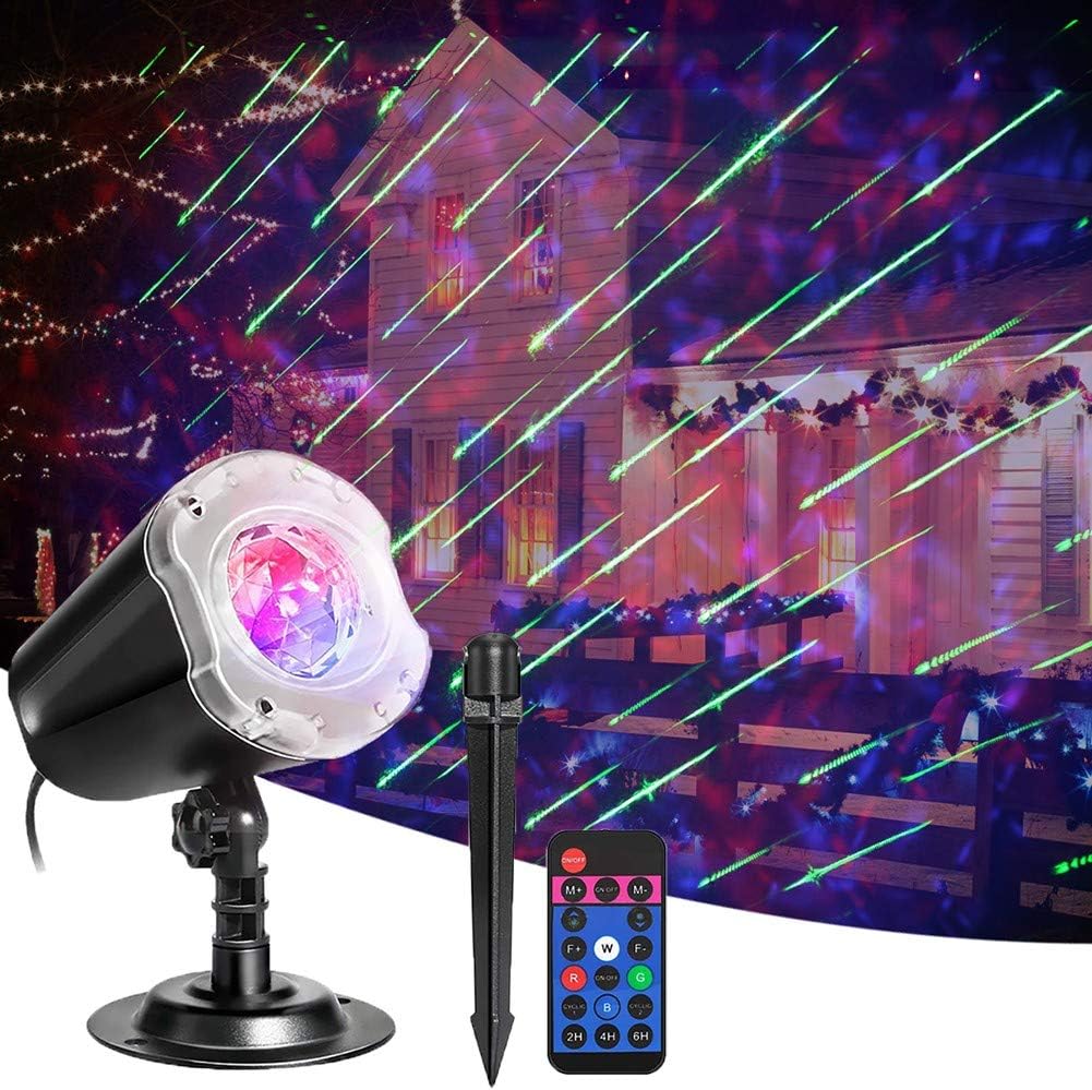 EEUK LED Projector Lights Meteor Shower Lawn Lamp for Christmas Halloween, with Remote Control Outdoor Indoor Landscape Decorative Projector Lamp, for Home Xmas Garden New Year