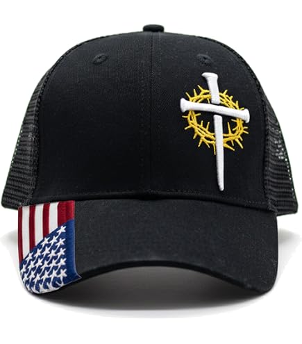 Christian Cross Baseball Cap, Religious Cross Design, Black