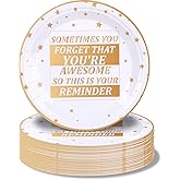Pandecor 50 Pieces Inspirational Disposable Paper Plates,7 inches Sometimes You Forget You are Awesome Cake Dessert Plates for Women, Men, Coworker, Birthday Party (plates)