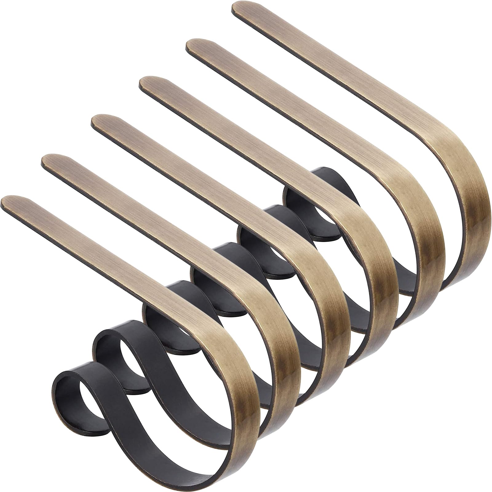 Photo 1 of TAROSE Stocking Holders for Mantle, Christmas Stocking Holder Set of 6, Mantle Clip Fireplace Hooks Hanger for Christmas Party Decoration Supplies (Brass)