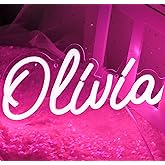ATTNEON Olivia Name Neon Sign,LED Name Neon Light for Kids Bedroom,Birthday Party Decoration,Neon Sign Customizable for Girl,Birthday Name Deocr,Size 11.8 * 5.1 inches(JTLD013-08)