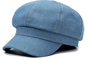 JUXCOKO Women's Denim Beret Hat Blue Jeans Octagonal Cap French Style Cap