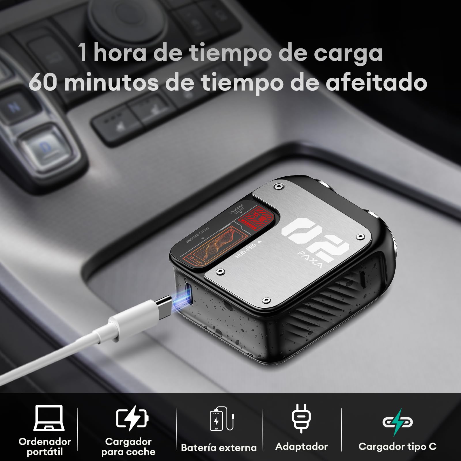 PAXA T01 Rasierer Herren Elektrisch,9000 U/Min Kompakter Elektrorasierer,IPX7 Rotationsrasierer Mini Rasierer Herren Nass-&Trockenrasur,Magnetische Kappe,USB-C Aufladbar Für Zuhause,Auto,Reise,Grigio 6