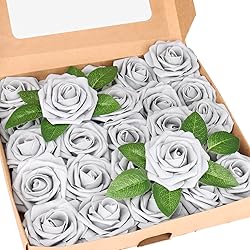 Artificial Flowers 25pcs Real Looking Grey Foam