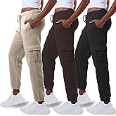 Common Stitch 3 Pack Sweatpants Women, Cargo Womens Sweatpants, Fleece Womens Joggers with Pockets (Available in Plus)