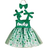 FYBITBO Baby Girl St Patricks Day Outfit Halter Clover Tulle Tutu St Patricks Dress Skirt Spring Summer Clothes
