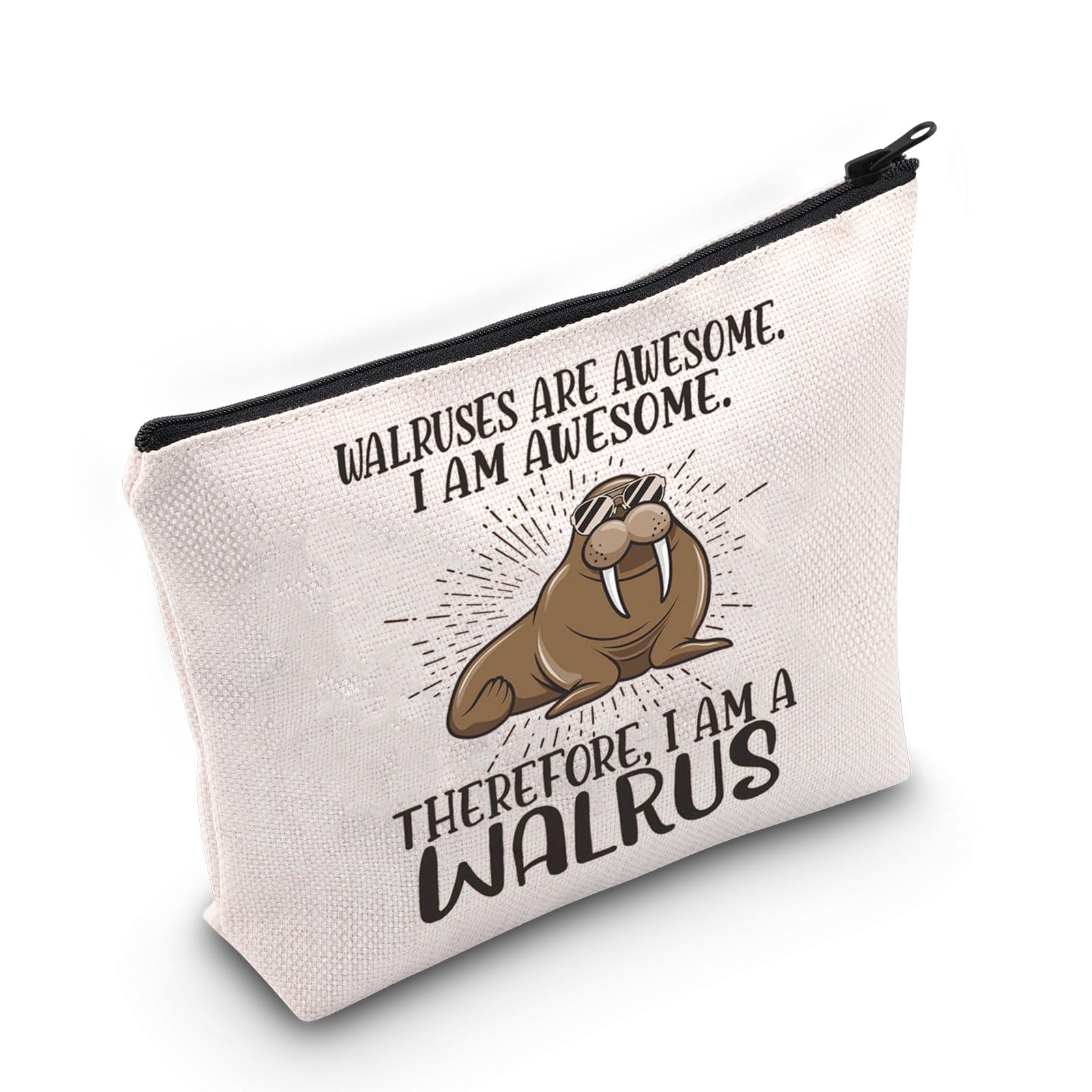 LEVLO Walrus Cosmetic Makeup Bag Walrus Lover Gift Walruses Are Awesome Makeup Zipper Pouch Bag For Walruses Fans, Walruses Are Awesome, Cosmetic Bag