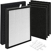K2 Replacement Filter Compatible with LUNINO K2 Air Purifier, 2 Pack 3 in 1 Hepa Filter - 4 Pack Replaceable Activated Carbon - 8 Count Reusable Aromatherapy Sponge
