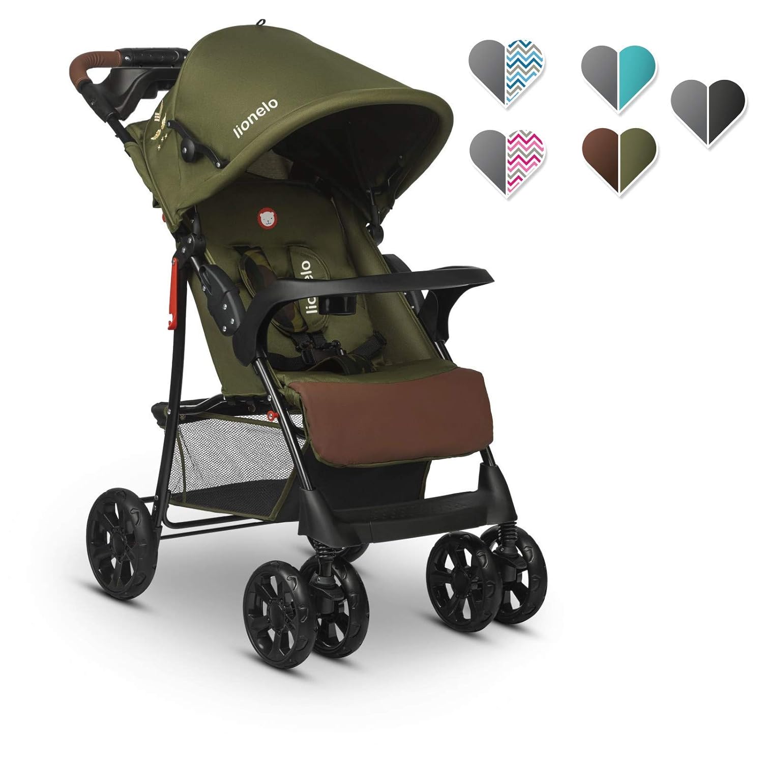 Lionelo Emma Plus Kinderwagen Kindersportwagen leicht modern klein Buggy mit Liegeposition zusammenklappbar (Forest Green)