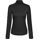 Kindcall Womens Slim Fitted Mock Turtleneck Tops Long Sleeve Lightweight Base Layer Shirts