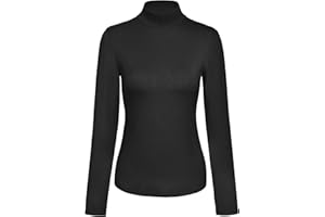 Kindcall Womens Slim Fitted Mock Turtleneck Tops Long Sleeve Lightweight Base Layer Shirts