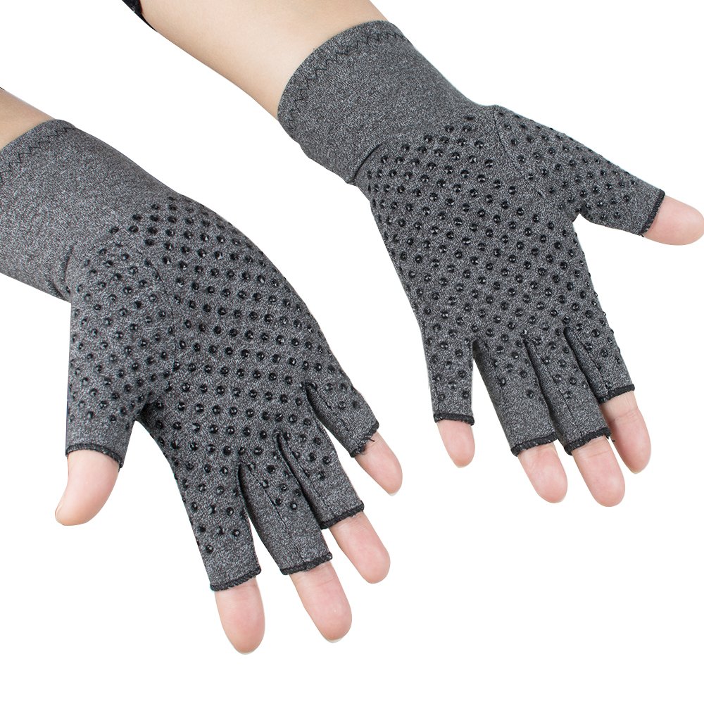 Pevor Arthritis Compression Gloves Relieve Pain Cotton & Spandex Arthritis Rehabilitation Bumps Training Nursing Grip Gloves S Gray