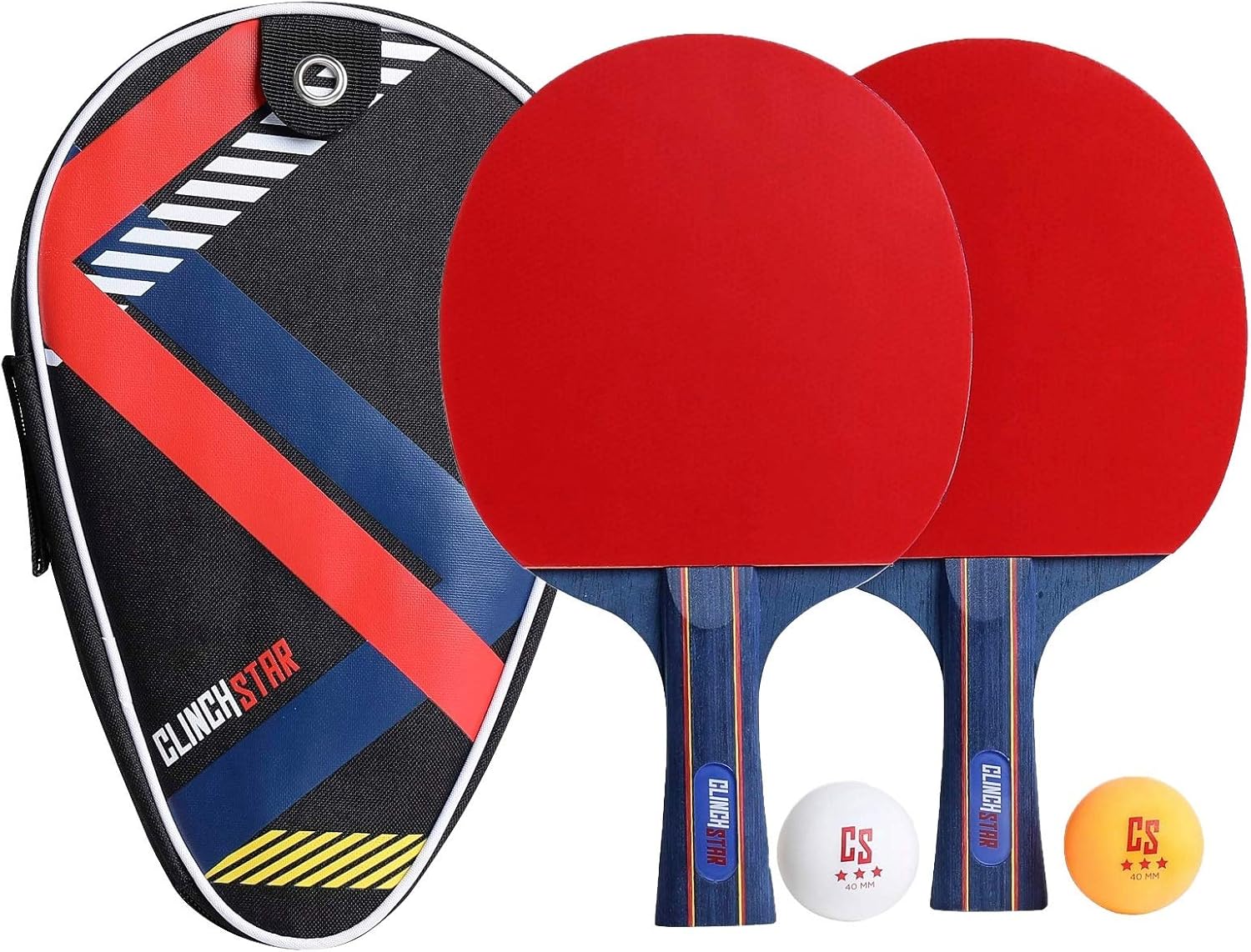 Amazon Com Clinch Star Ping Pong Table Tennis 2 Paddle Rackets Professional Set 3 Star Balls Organizing Carry Case Hooks To Table Sports Outdoors