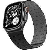 Sixmoat Double Sided Wearable Magnetic Band Compatible with Apple Watch Band 49mm 46mm 45mm 44mm 42mm for Men Women, Soft Silicone Strap for iWatch Ultra SE Series 11 10 9 8 7 6 5 4 3, Black-Gray