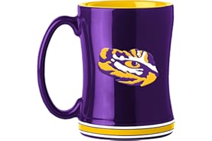 Logo Brands NCAA LSU Tigers 14oz Ceramic Relief Coffee Mug - Officially Licensed Mug, Sculpted 3D Logo and Team Colors – Comfortable Handle and Glossy Finish for College Sports Fans