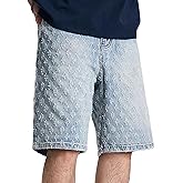 IEODD Y2k Ripped Jeans Shorts Mens Wide Leg Distressed Denim Shorts Baggy Bermuda Jeans Streetwear Jorts