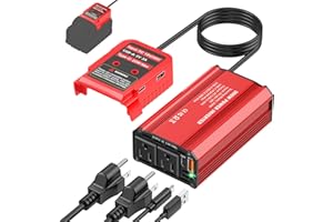 TANHEYIN 300W Power Inverter Compatible with Milwaukee M18 Battery - DC 18V to AC 110V Battery Converter, Portable Power Station with PD 65W Type-C Fast Charging & 2 AC Outlet & 2 USB-A & 1 Type-C 20W