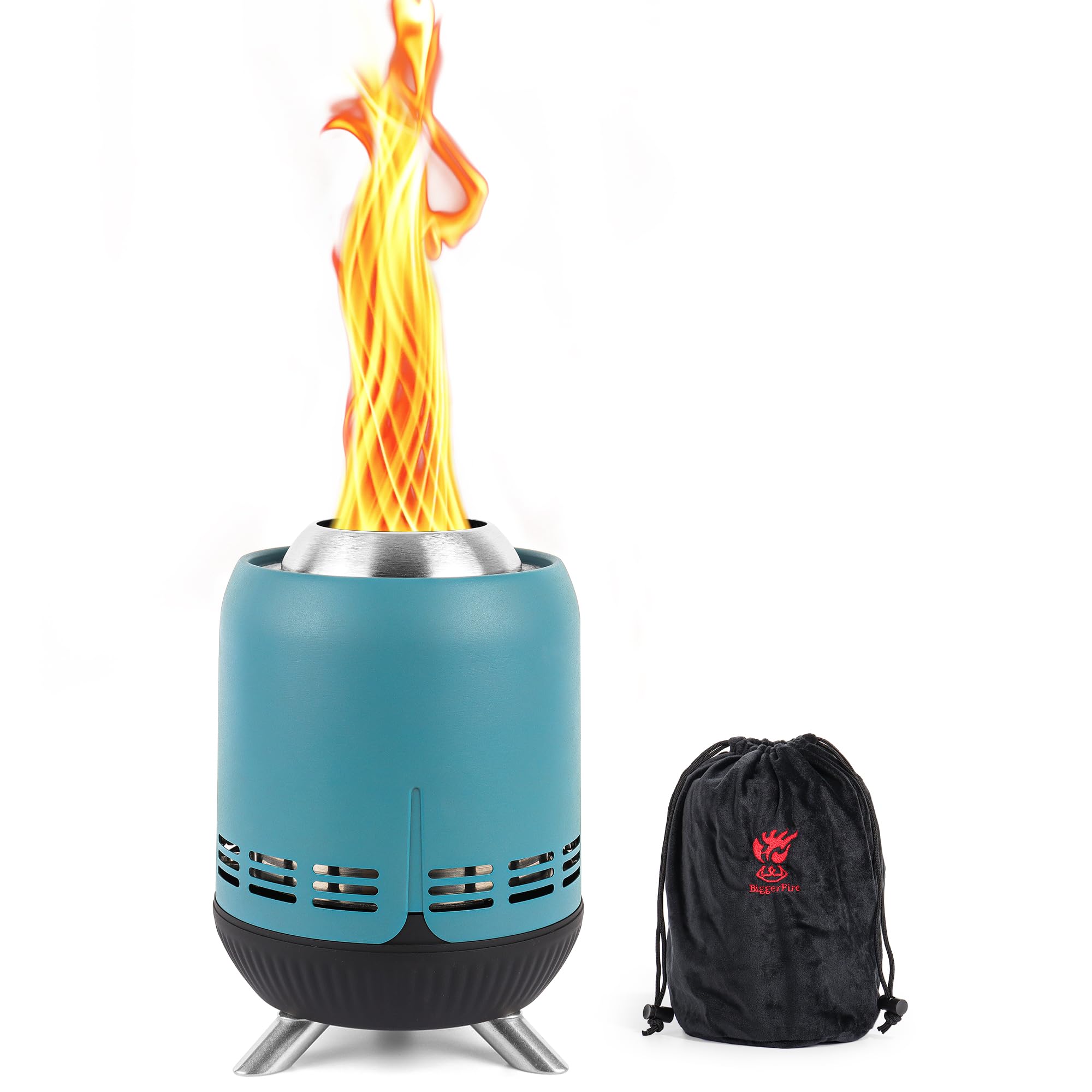 Portable Table Top Fire Pit, Tabletop Smokeless Fire Pit, Low Smoke Burning Mini Outdoor Stove Firepit Fueled by Pellets or Wood, for Urban & Suburbs, with Travel Bag,23.2x16.3