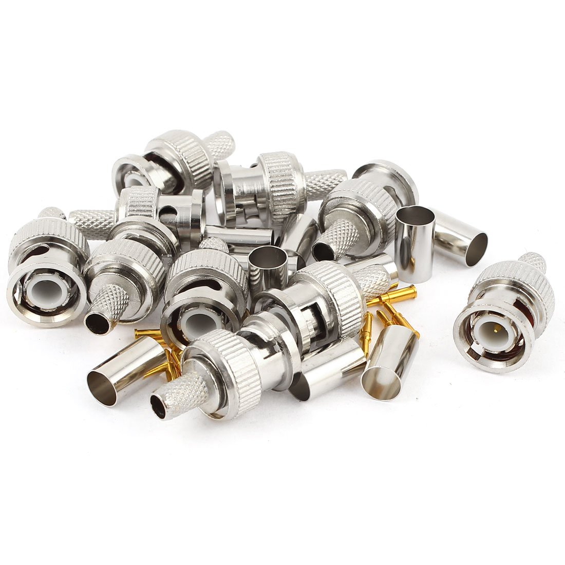 sourcing map 10 x BNC Male RG59 Coaxial Crimp Connector Adapter Set for CCTV camera
