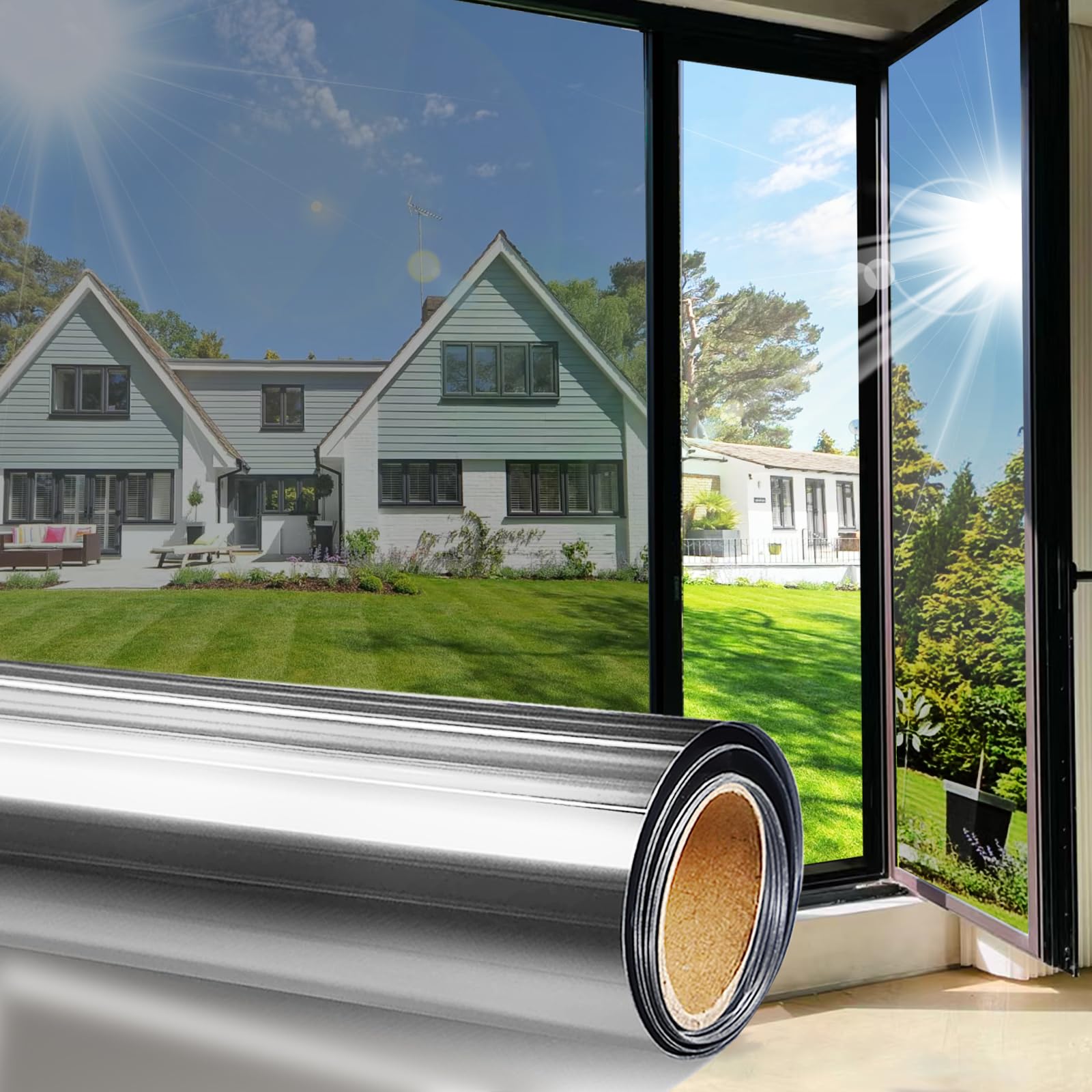 Photo 1 of ColorfulHall Window Film Privacy One Way Tint for Home Reflective See Out not in Light Heat Blocking for Doors and Windows(Silver 29.5X78.7)