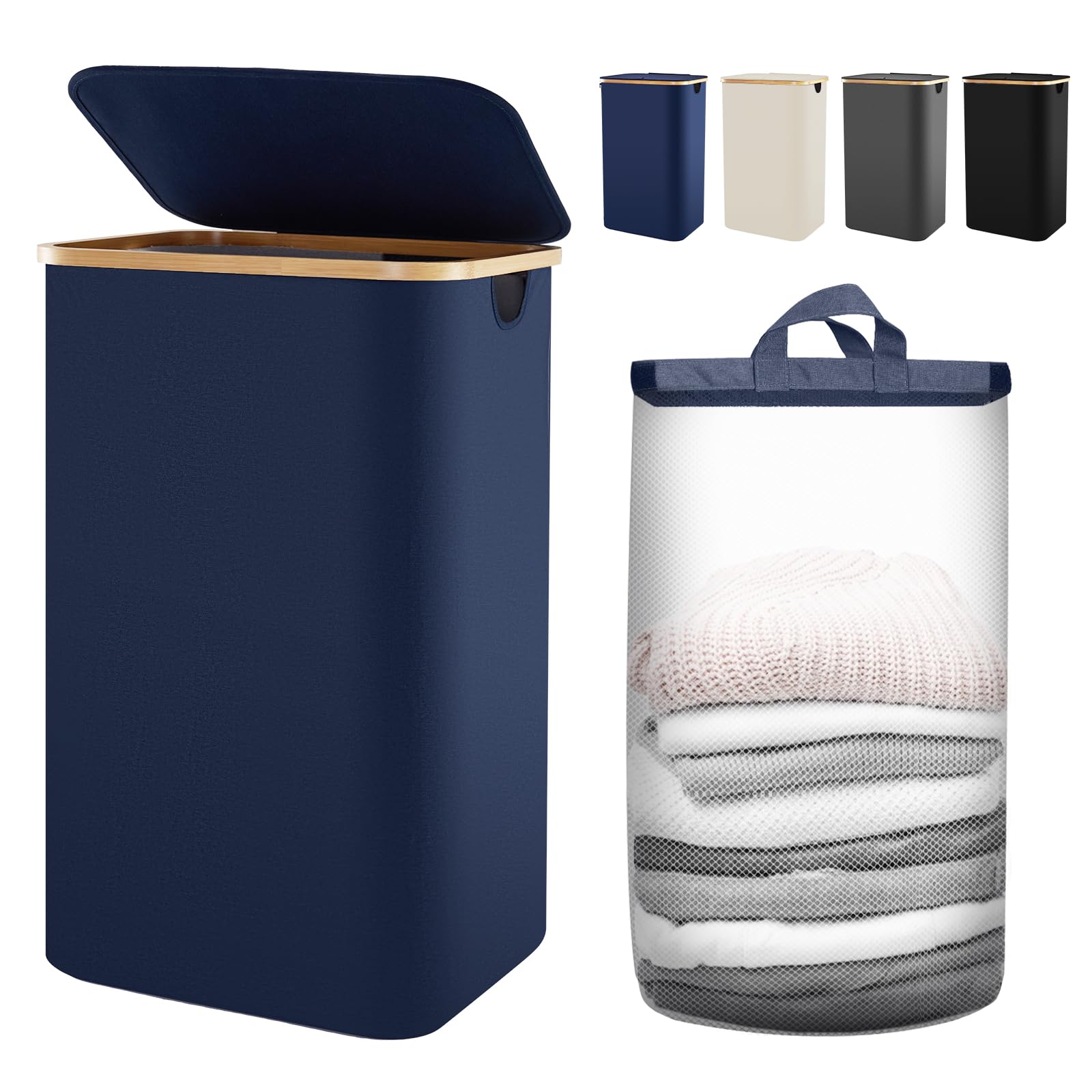 Laundry Basket with Lid, 120L Clothes Hamper for Laundry Basket Collapsible, Laundry Hamper Organizer for Bedroom, Laundry Room, Dirty Clothing Hamper