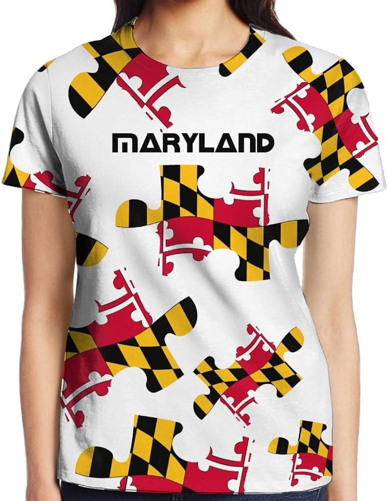 QW8 Shirt FlagOfMaryland Ladies Athletic Top Short Sleeve